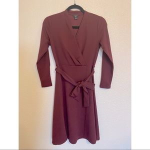 Maroon Ann Taylor fit and flare dress with bow